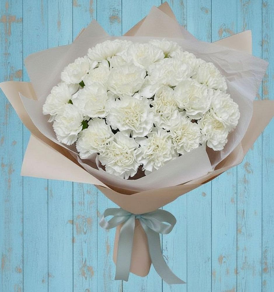 Букет Хрустальное утро в Кезе Букет цветов из: Гвоздики в Кезе