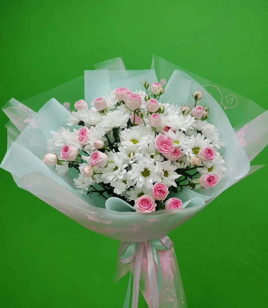 Букет влюбленный романтик в Кезе Букет цветов из: Розы и Хризантемы в Кезе