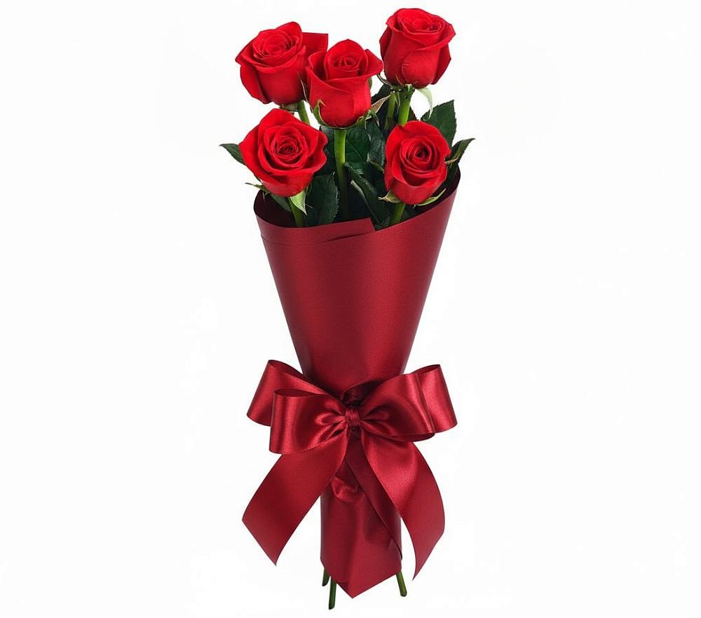 5 Красных роз Эдлесс Лав в Кезе Букет 5 Красных роз Эдлесс Лав в Кезе