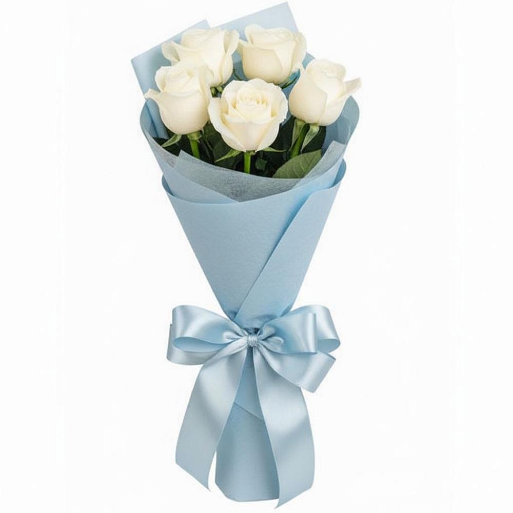 5 Белых роз Проуд в Кезе Букет 5 Белых роз Проуд в Кезе