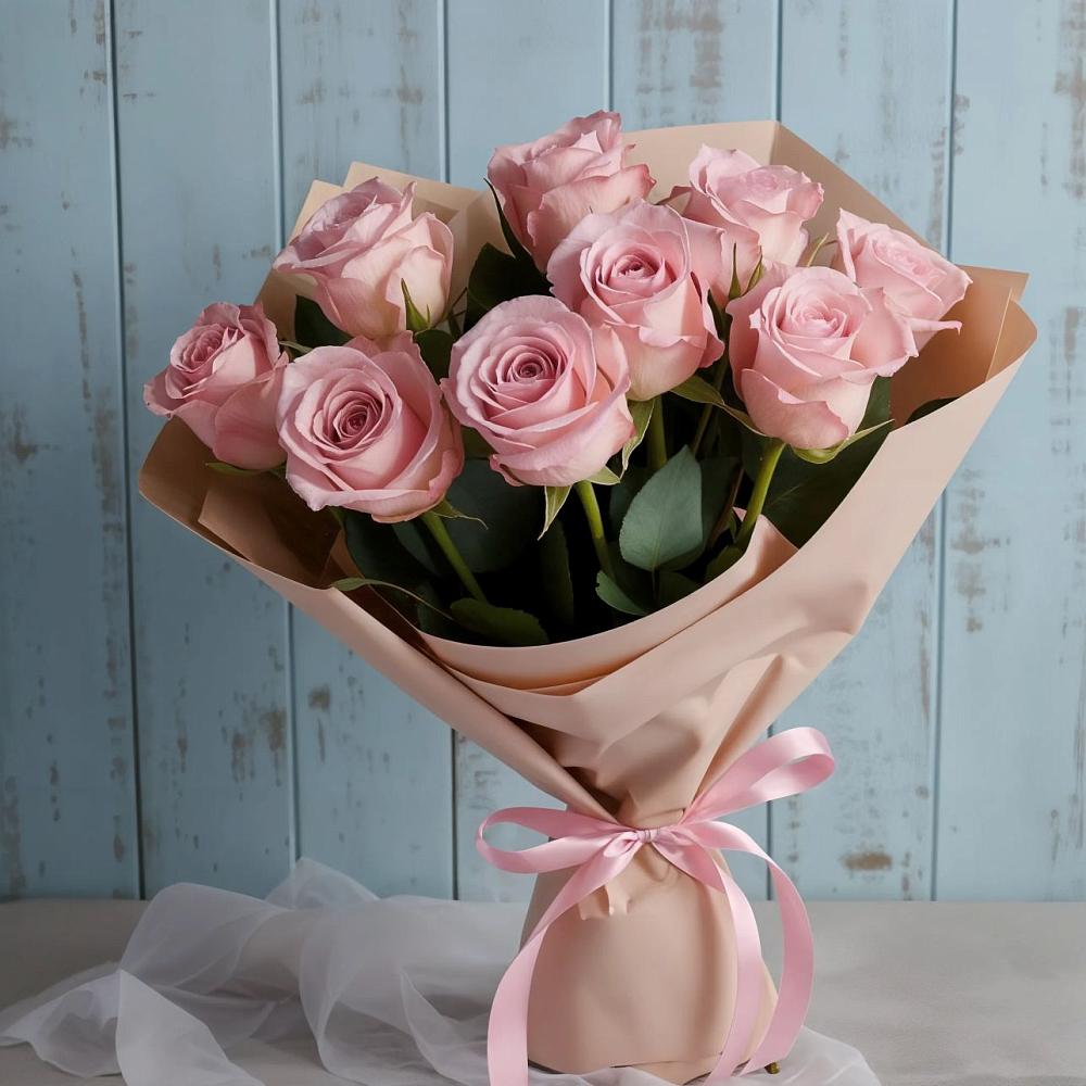 9 розовых роз в Кезе Букет цветов из: Розы в Кезе