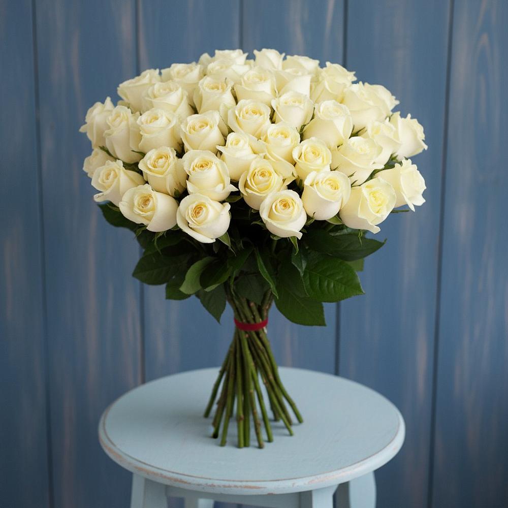 Букет 51 Белая роза Эдлесс Лав в Кезе