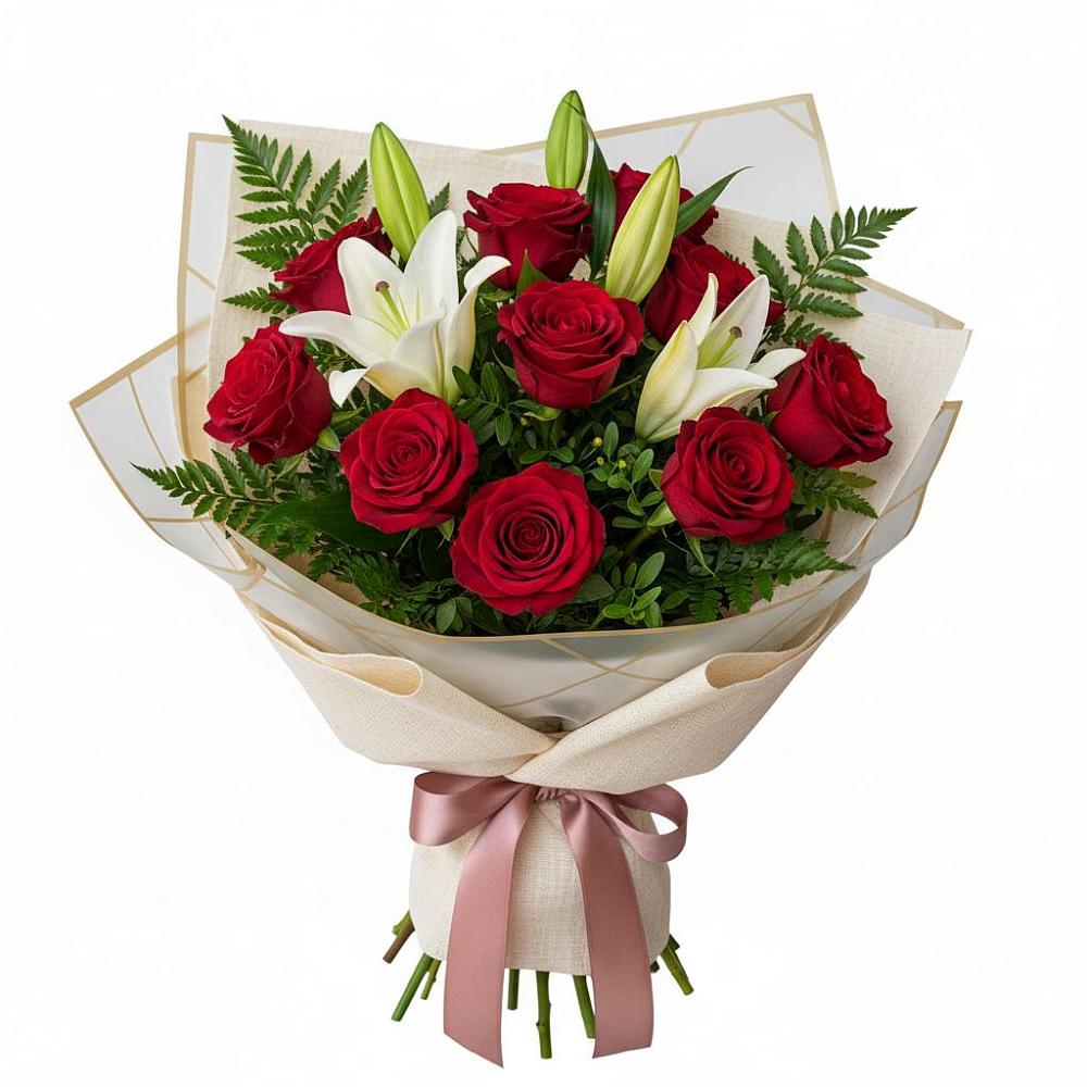 Букет высокая поэзия в Кезе Букет цветов из: Лилии и Розы в Кезе