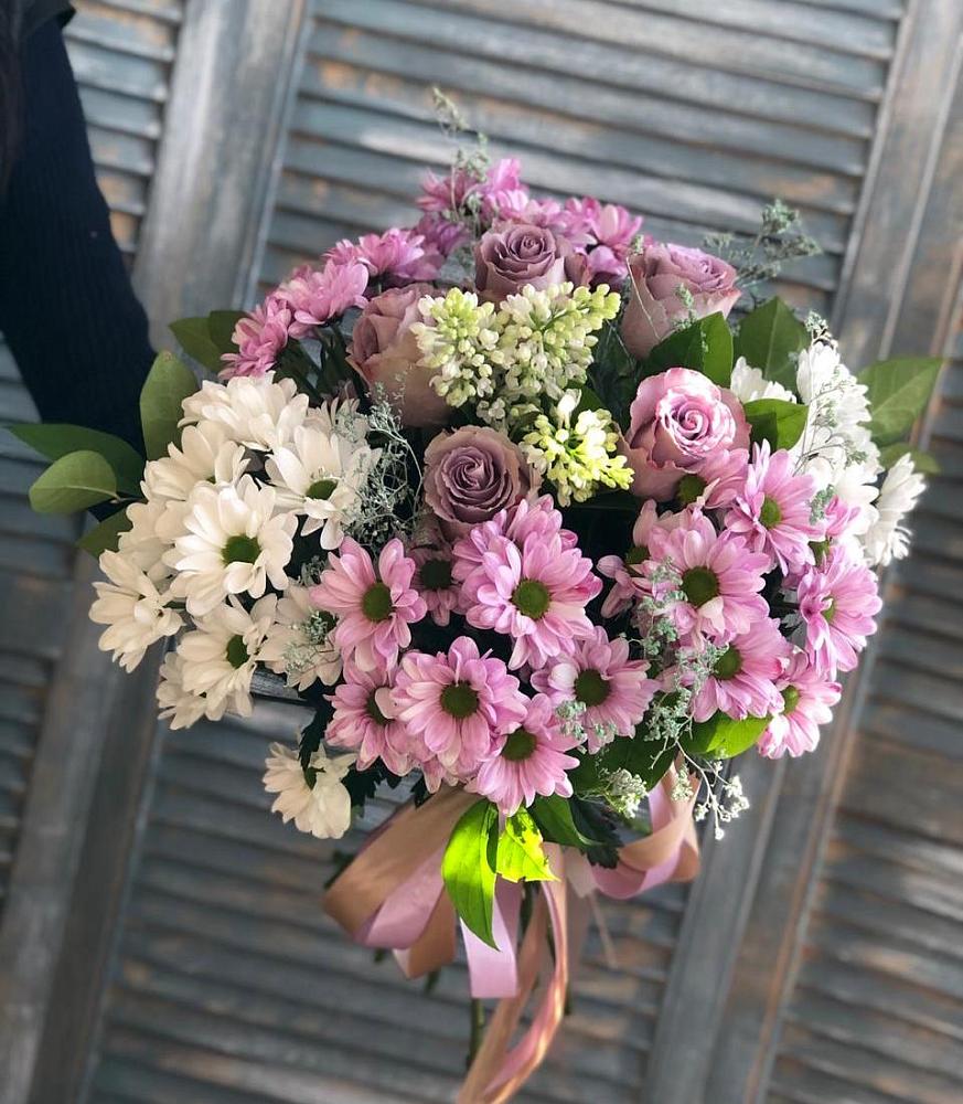 Букет Цветочный шарм в Кезе Букет цветов из: Хризантемы и Розы в Кезе