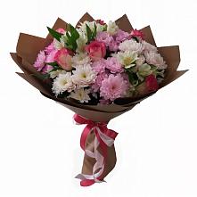 Букет Розовое очарование #REPLACE_PRED# Кезе Букет цветов из:  Хризантемы, Альстромерии и Розы #REPLACE_PRED# Кезе