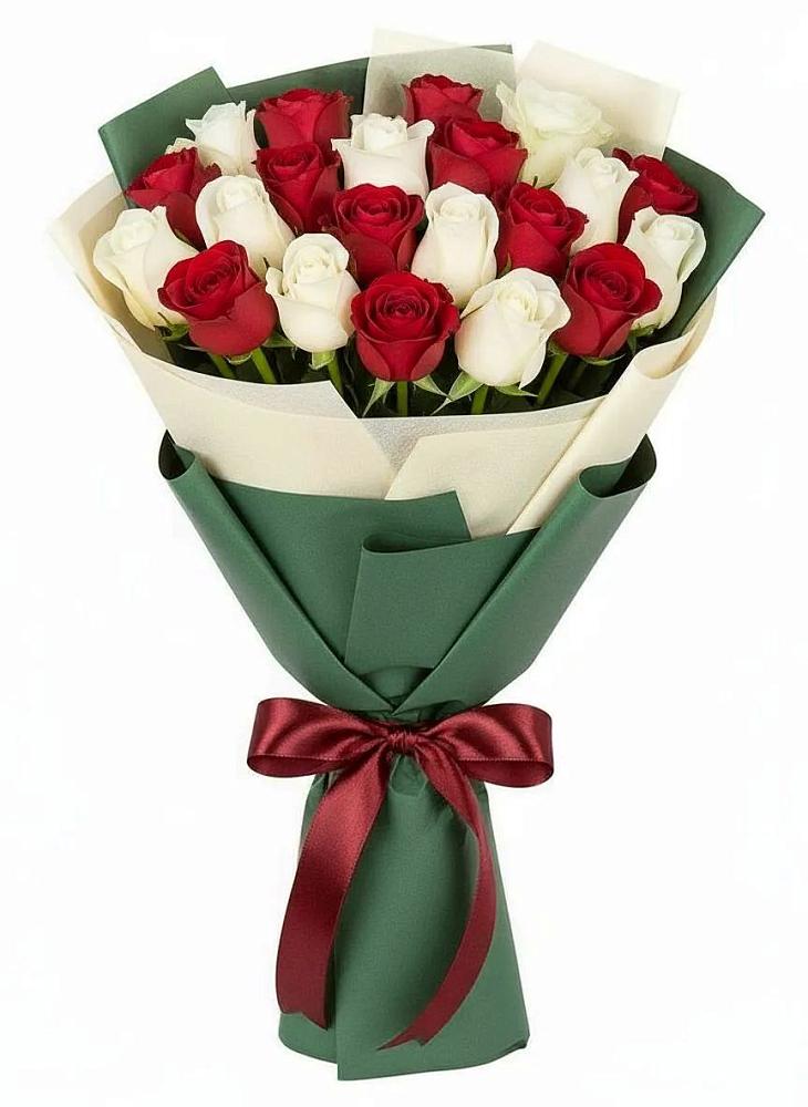 Микс из красных и белых роз в Кезе Букет Микс из красных и белых роз в Кезе