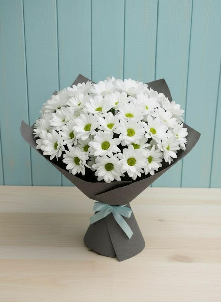 Букет белые хризантемы в Кезе Букет цветов из: Хризантемы в Кезе