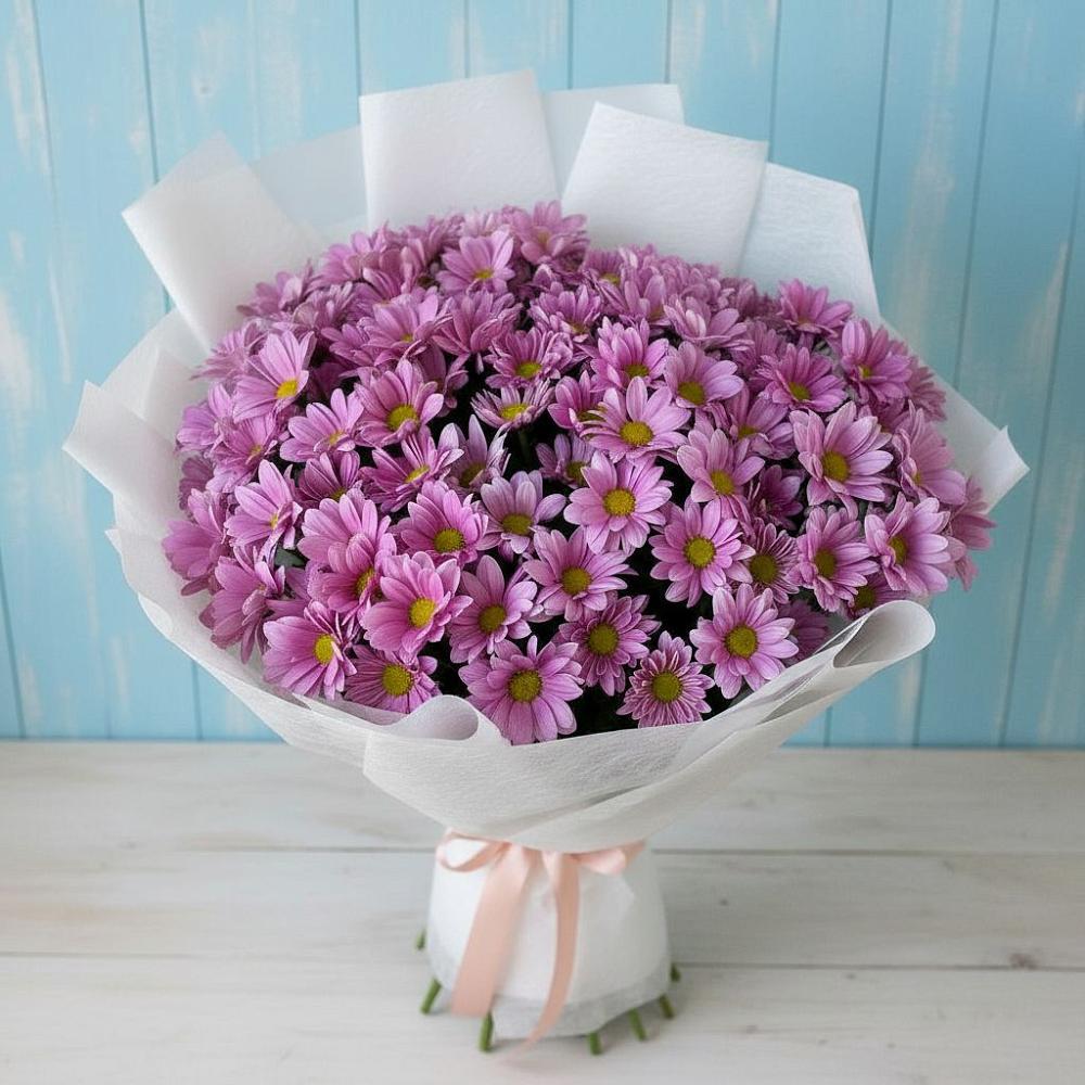 Букет сиреневая охапка в Кезе Букет цветов из: Хризантемы в Кезе