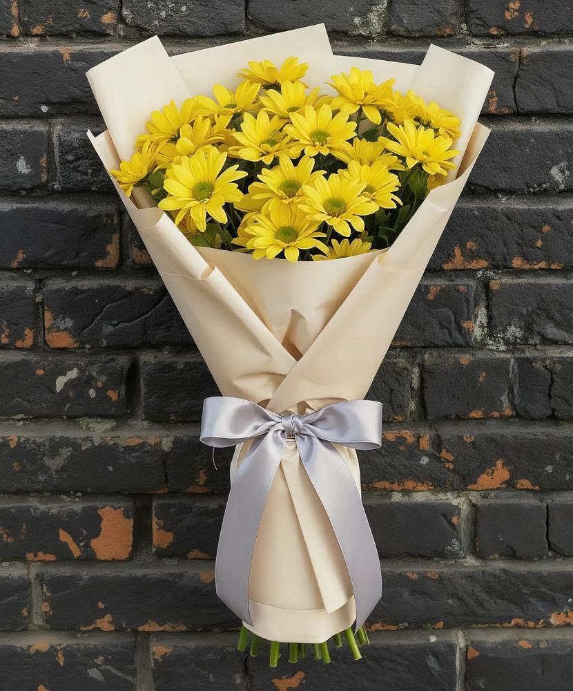 Букет Желтое настроение в Кезе Букет цветов из: Хризантемы в Кезе